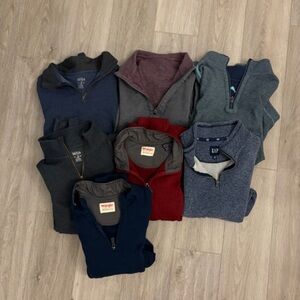 Wrangler Navy and Gray Layered-Look Quarter Zip Pullover